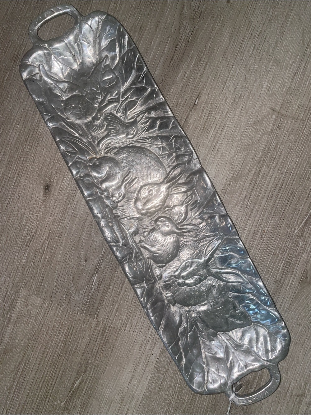 Vintage Arthur Court Bunny Rabbit Metal Tray | 1990 | Heavy | 16.5 Inches Long